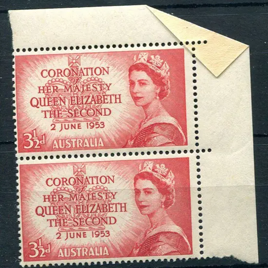 1953 3½d QEII Coronation vert top right marginal ...
