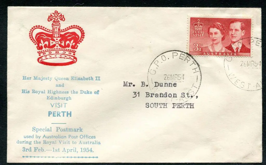 1954 (26th Mar) QEII "Visit Perth Special Postmark ... Image 1++