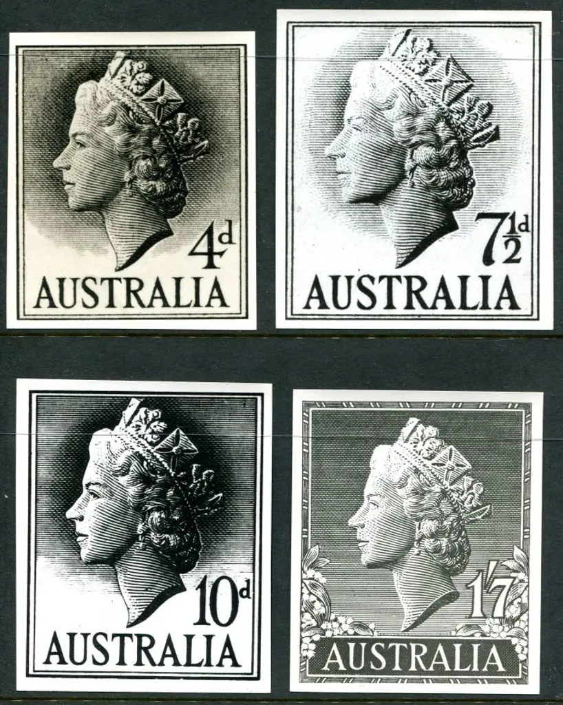 1955/57 4d, 7½d, 10d & 1/7d QEII b&w photos each ... Image 1++