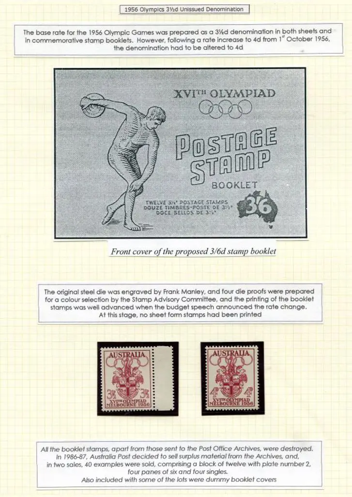 1956 3½d carmine-lake Olympics prepared for use ... Image 1++