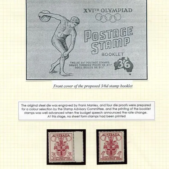 1956 3½d carmine-lake Olympics prepared for use ...