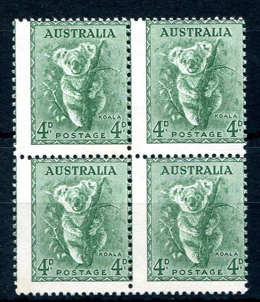 1956 4d Koala, no wmk, with misplaced ... Image 1++