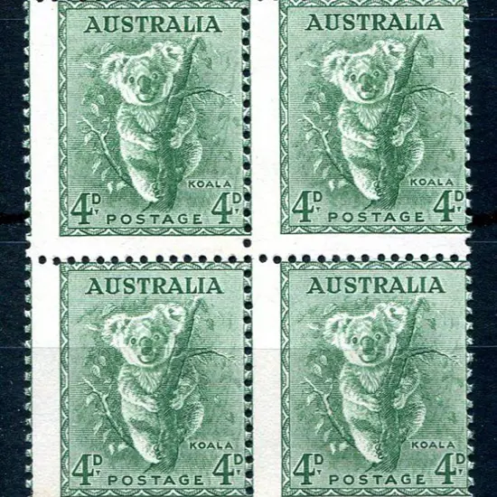1956 4d Koala, no wmk, with misplaced ...