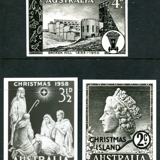 1958 4d Broken Hill, 3½d Christmas & 2¢ Christmas ...
