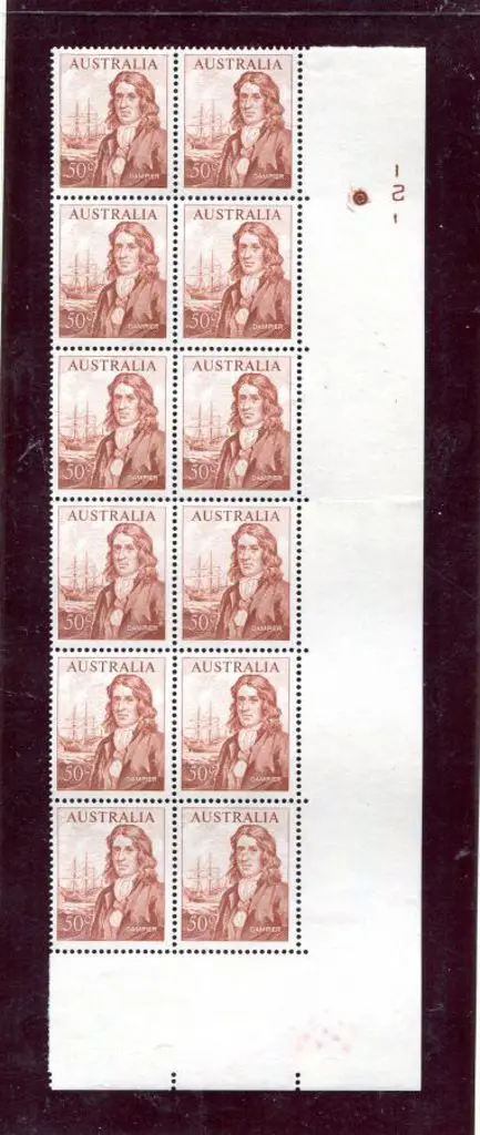 1966 50c Dampier Plate 2 right marginal corner ... Image 1++