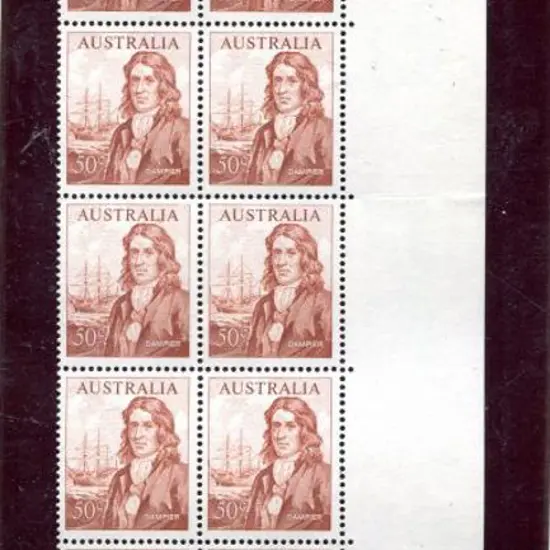 1966 50c Dampier Plate 2 right marginal corner ...