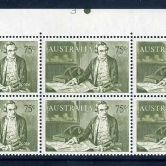 1966 75c Cook top block of 10 with Plate No. "3" ...