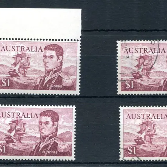 1973 $1 Flinders perf. 15x14. Fine MUH x 2 & fine ...