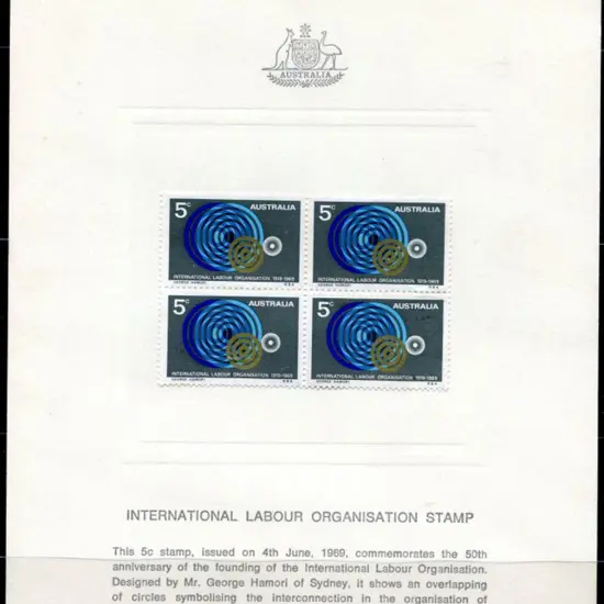 1969 5c I.L.O. block of 4 on APO Official ...
