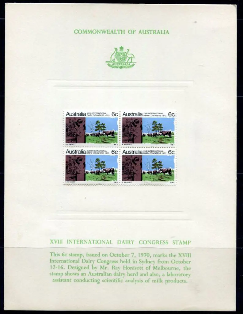 1970 5c Dairy Congress block of 4 on APO Official ... Image 1++