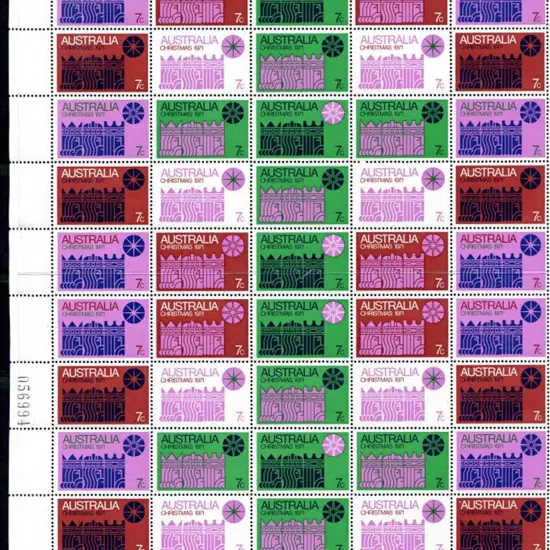 1971 Christmas half sheet of 50 on cream paper ...