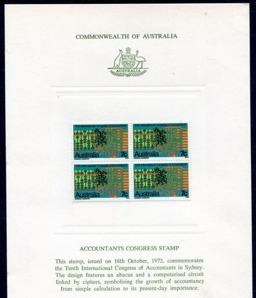 1972 Accountants 7c block of 4 on APO Official ... Image 1++