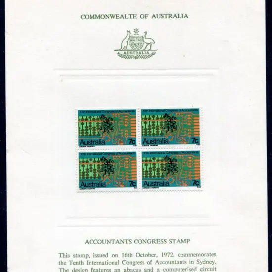 1972 Accountants 7c block of 4 on APO Official ...