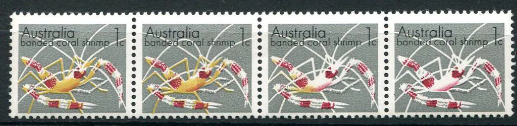 1973 1c Fiddler Crab in horiz strip of 4 with ... Image 1++