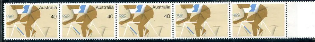 1976 40c Olympics - Cycling in marginal strip of 5 ... Image 1++
