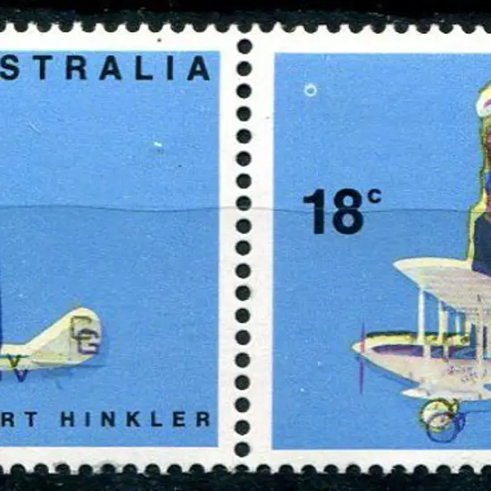 1978 18c Hinkler horiz pair with yellow misplaced ...
