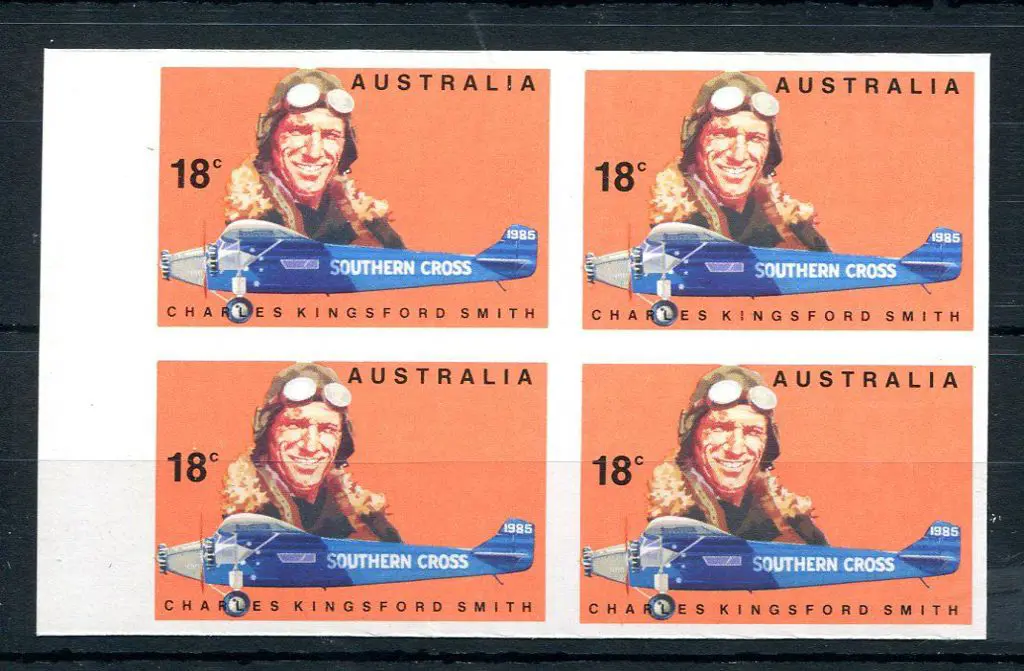 1978 18c Kingsford Smith imperforate left marginal ... Image 1++