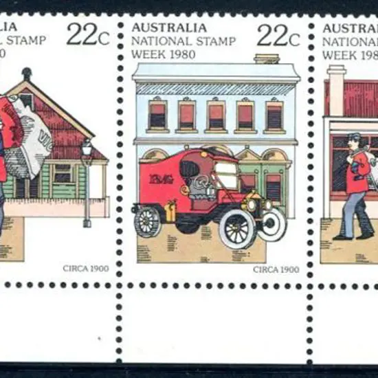 1980 22c Stamp Week bottom left corner se-tenant ...