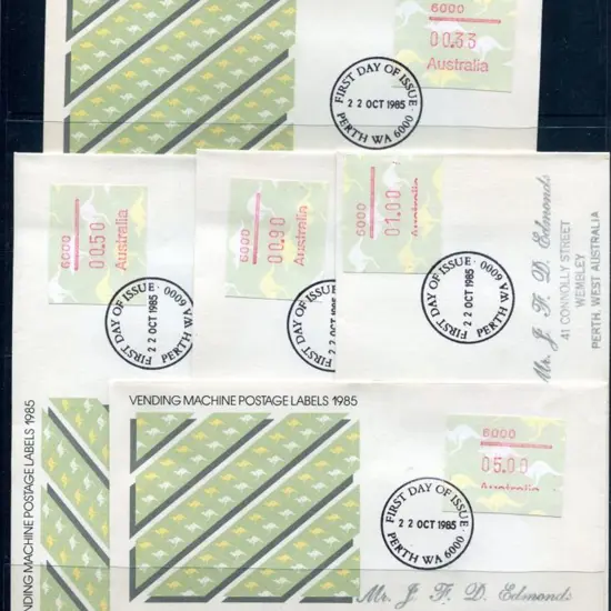 1985 (22nd Oct) 33c, 50c, 90c & $1.00 Kangaroo ...