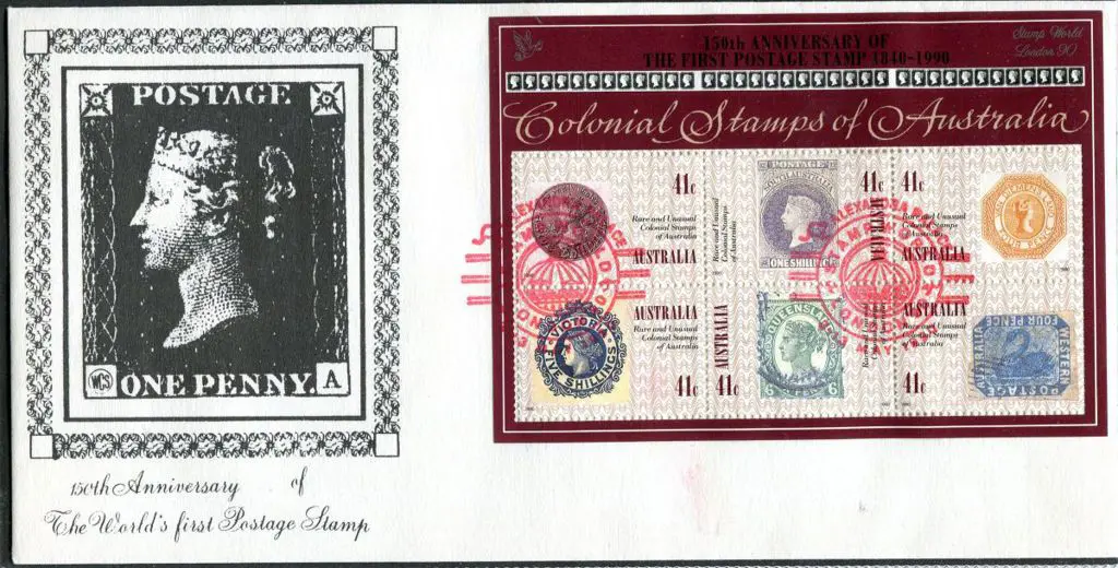 1990 Postage Stamp Anniv M/S ovpt Stamp World ... Image 1++