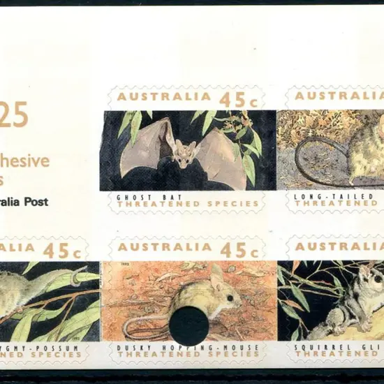 1992 $2.25 Threatened Species sheetlet of 5 with ...