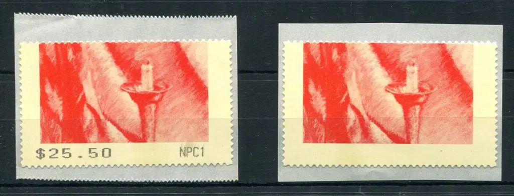 1993 $25.50 CPS red dummy trial label on backing ... Image 1++