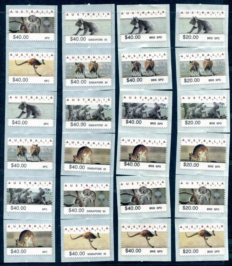1994 Kangaroos & Koalas CPS strips of 6 x $40 vals ... Image 1++