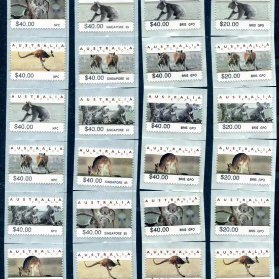 1994 Kangaroos & Koalas CPS strips of 6 x $40 vals ...