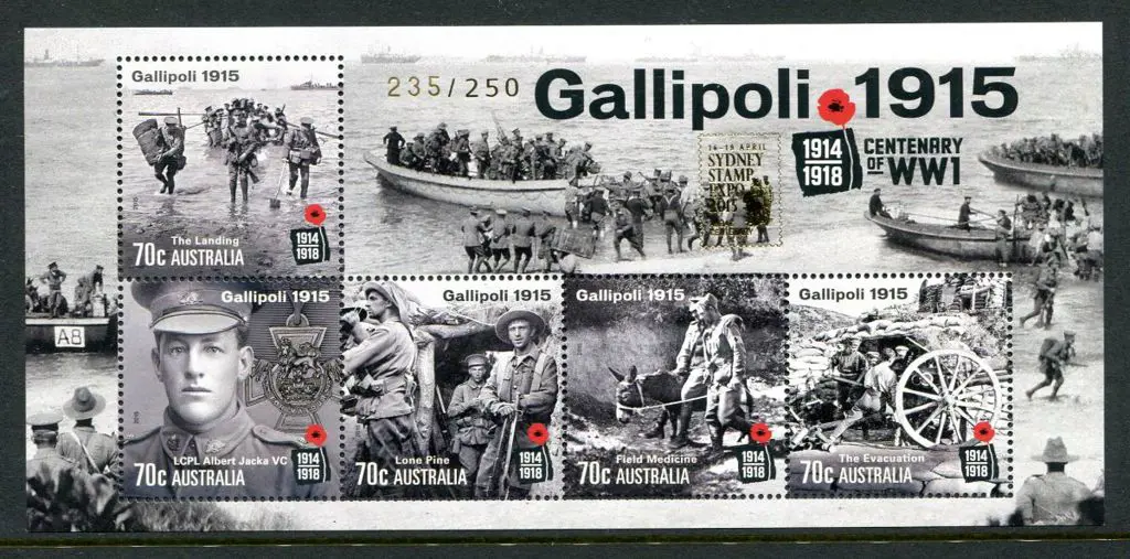 2015 Gallipoli 1915 M/S ovptd "16-19 April Sydney ... Image 1++