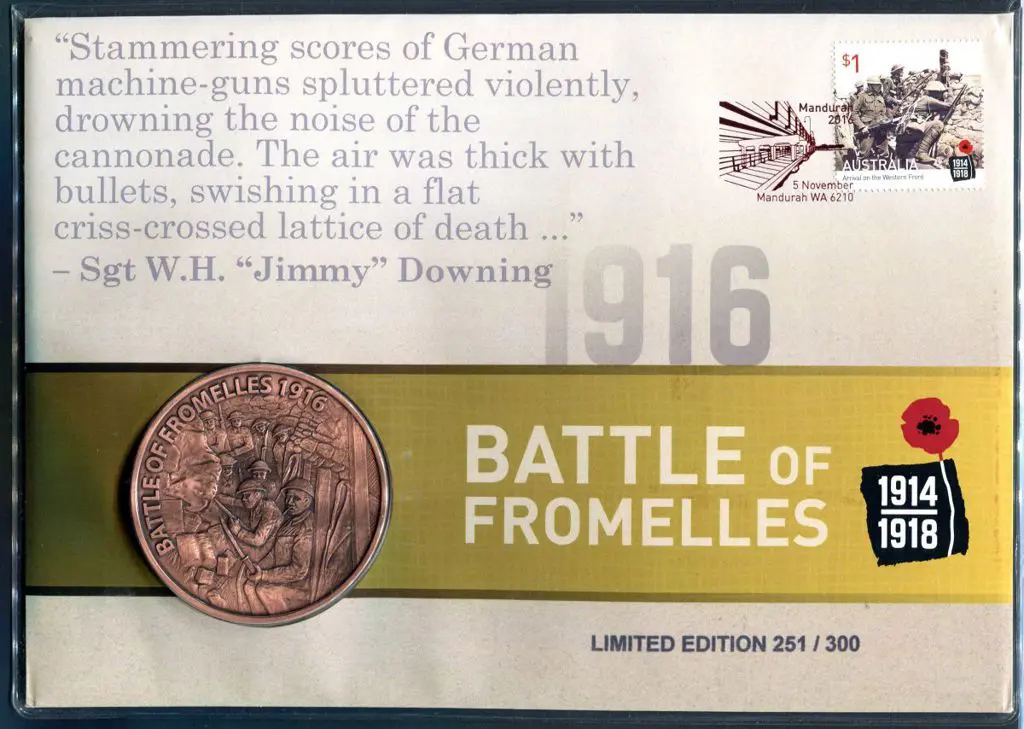 2016 Battle of Fromelles medallion covers x 3 ... Image 1++