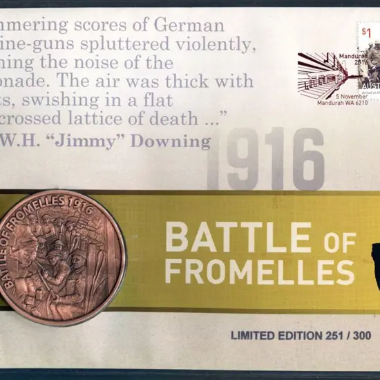 2016 Battle of Fromelles medallion covers x 3 ...