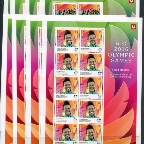 2016 Olympic Gold Medalists sheetlets of 10 set of ...