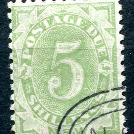 1891 5/- dull green, single line, perf. 11. CTO. ...