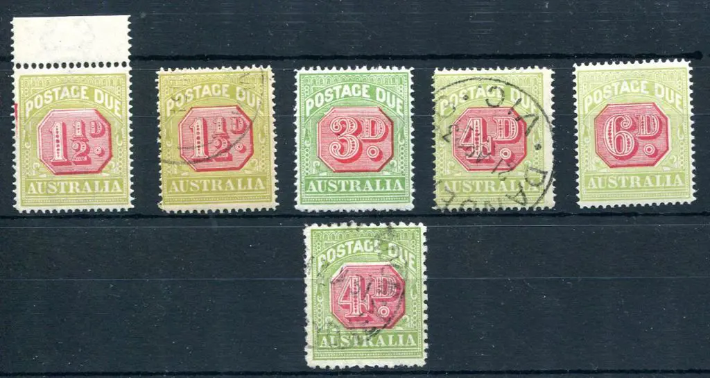 1931/36 1½d to 6d CofA wmk Perf. 14. SG D93 MLH & ... Image 1++