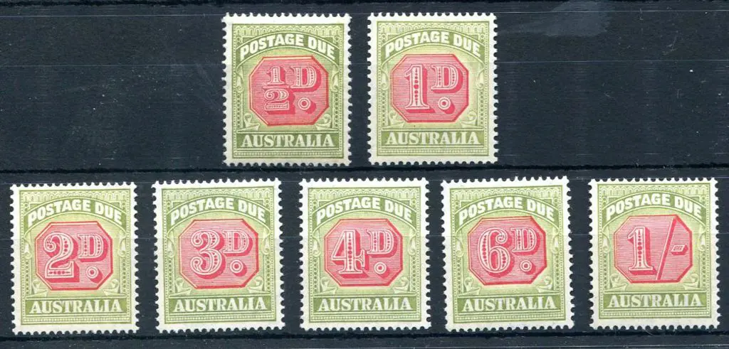 1938 ½d to 1/- CofA wmk, perf. 14½x14 set of 7. ... Image 1++