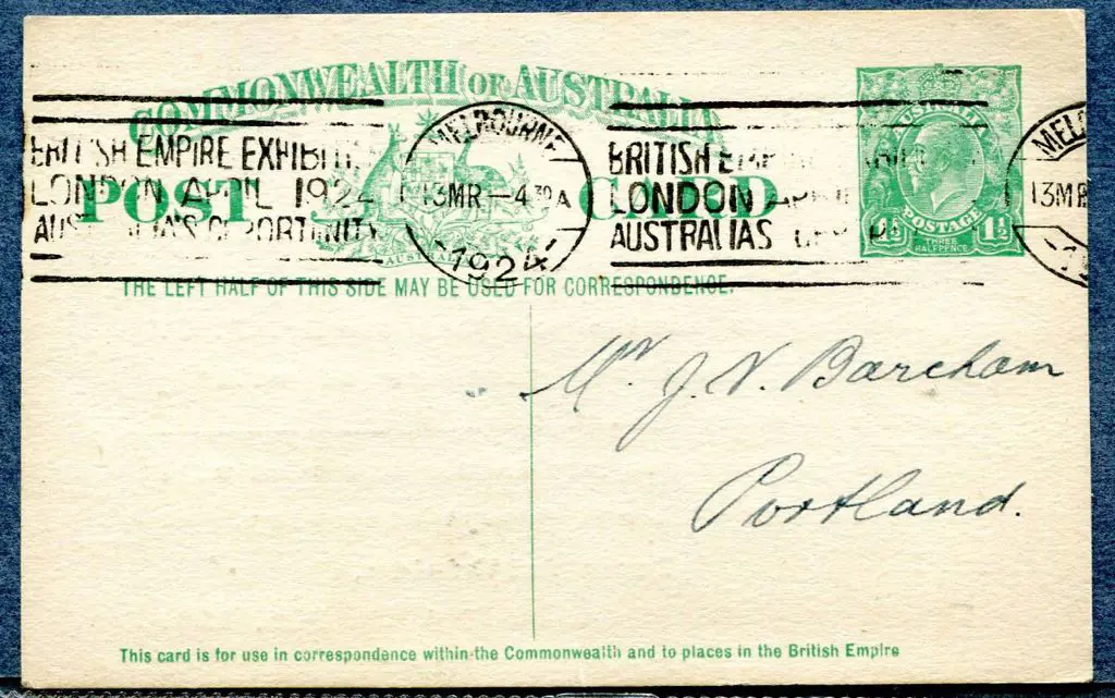 1923 1½d green KGV Sideface with footnote on ... Image 1++