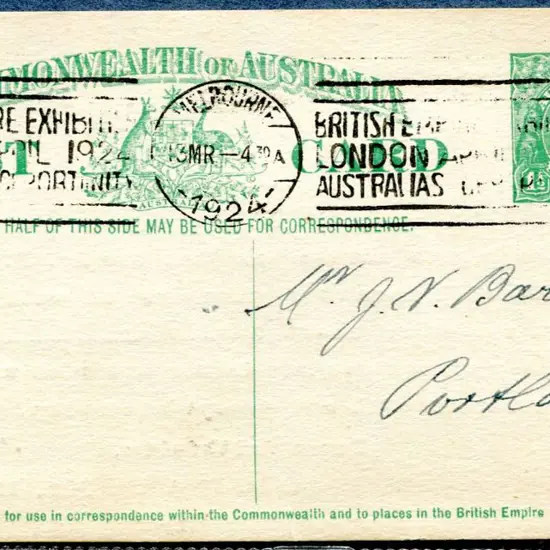 1923 1½d green KGV Sideface with footnote on ...