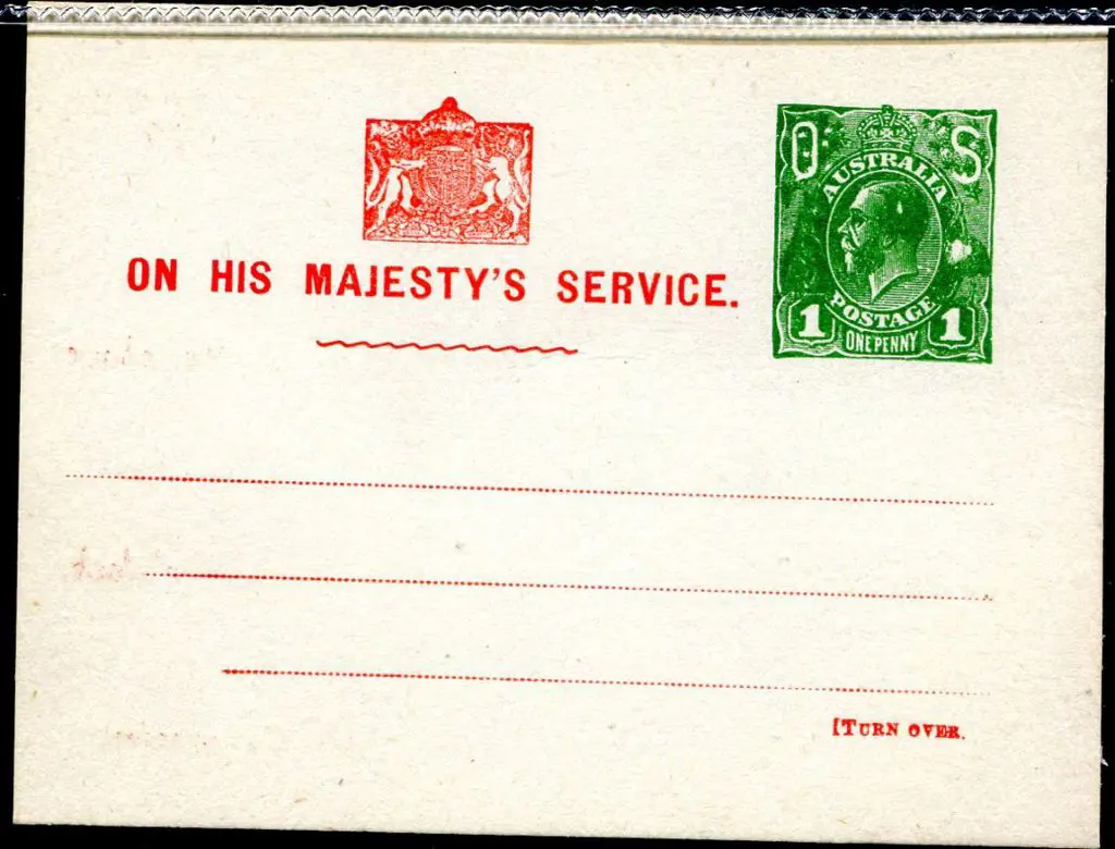 1924 1d green KGV OS sideface, Die I - Type 1 ... Image 1++