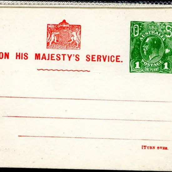 1924 1d green KGV OS sideface, Die I - Type 1 ...