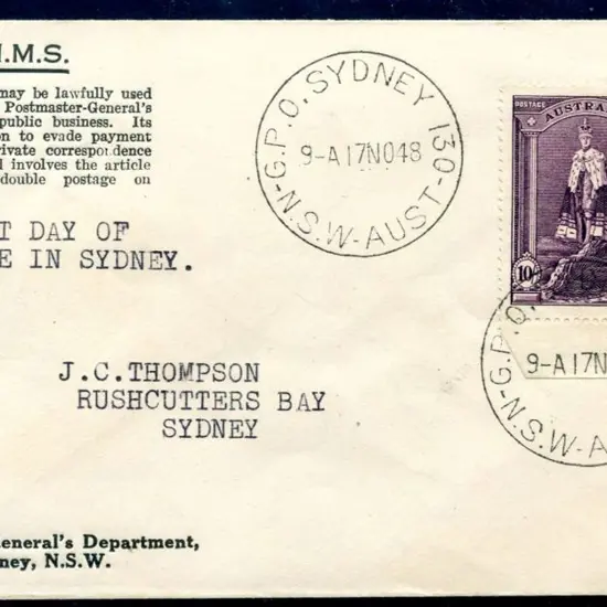 1948 (17th Nov) 10/- Robes on thin paper with ...