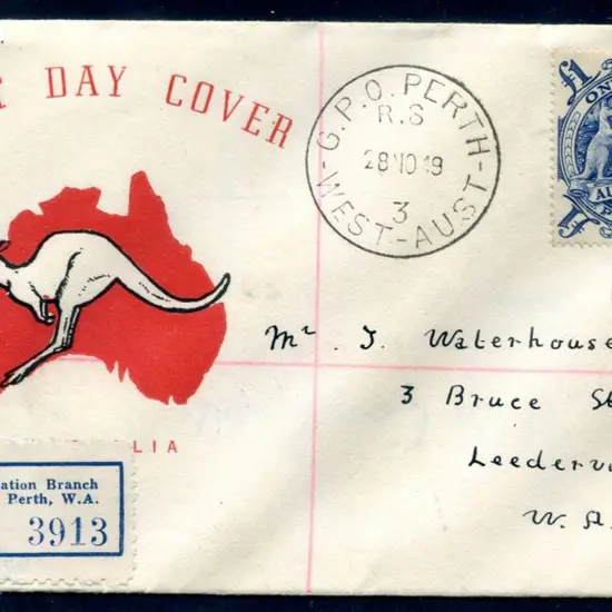 1949 (28th Nov) £1 blue Arms on Guthrie kangaroo & ...