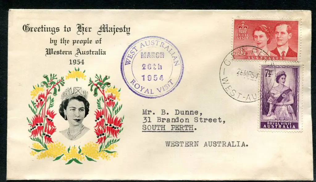 1954 (2nd Feb) 3½d & 7½d Royal Visit on Boans ... Image 1++