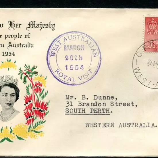 1954 (2nd Feb) 3½d & 7½d Royal Visit on Boans ...