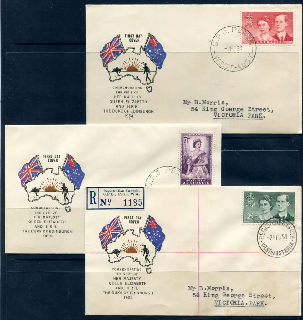 1954 (2nd Feb) Royal Visit set of 3 on individual ... Image 1++