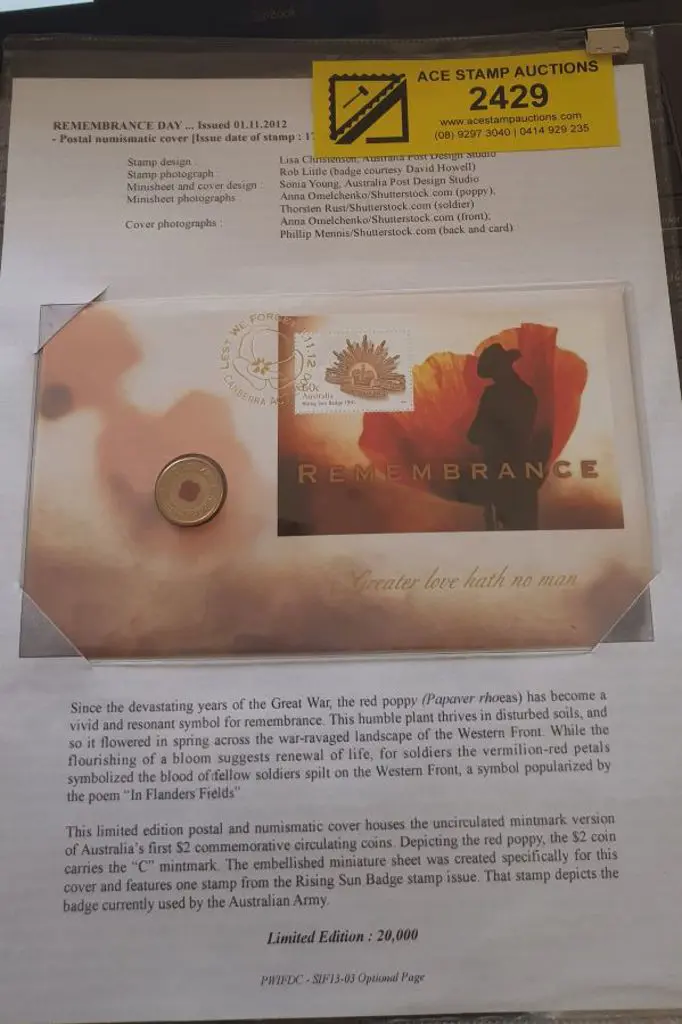 2012 (1st Nov) Remembrance M/S with $2 coloured ... Image 1++