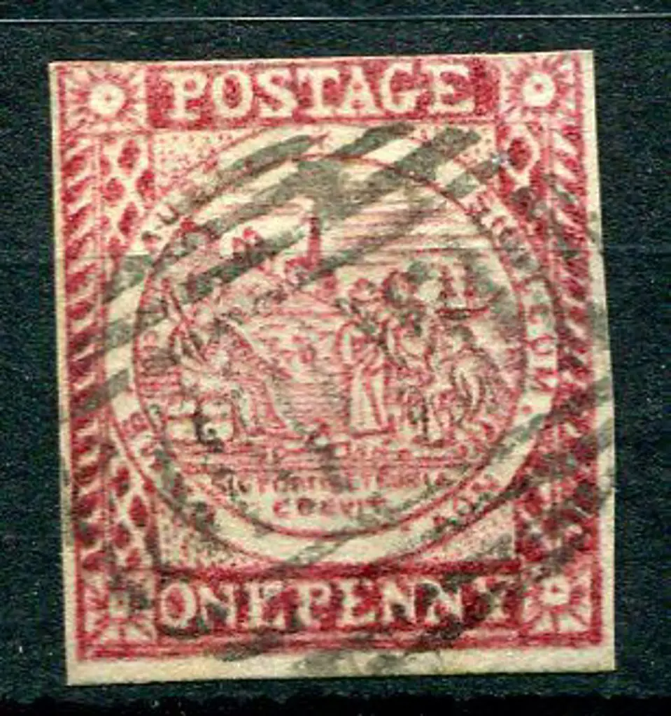 1850 1d vermilion with clouds, plate 2. Fine used ... Image 1++
