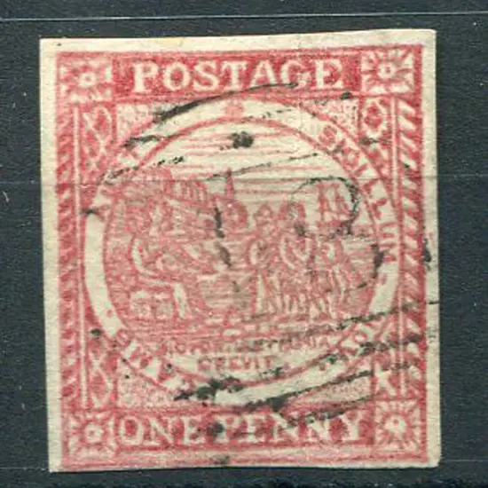 1850 1d dull carmine Sydney view on hard greyish ...