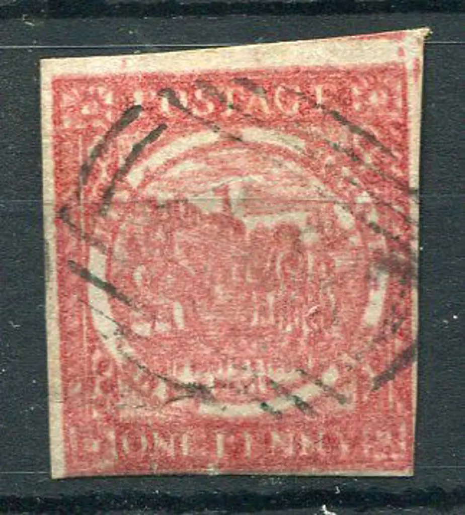 1850 1d brownish-red Sydney view on hard greyish ... Image 1++