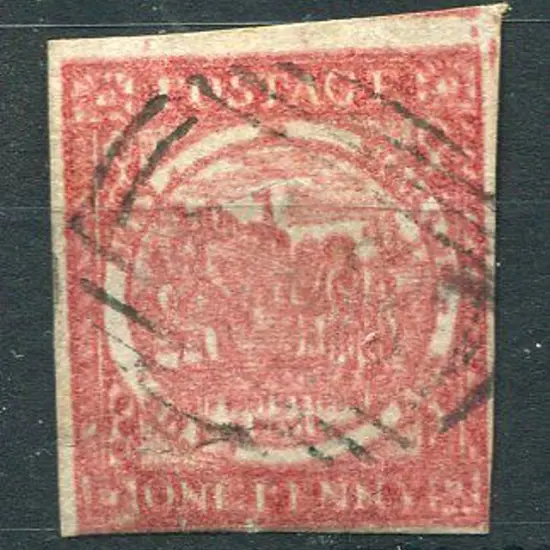 1850 1d brownish-red Sydney view on hard greyish ...