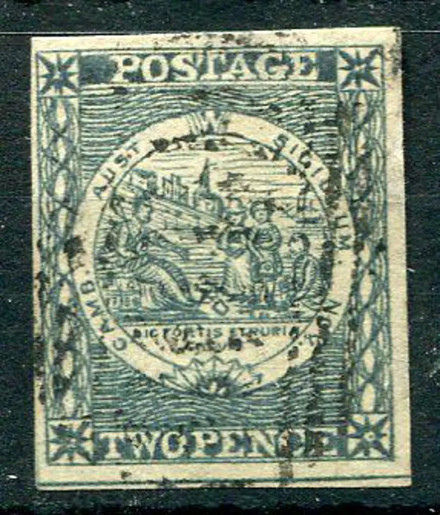 1850 2d indigo, plate II early impression with the ... Image 1++